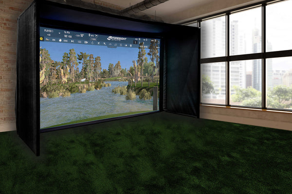 Ace Indoor Golf Simulator Pro Series in SkyRise Looking Out On City