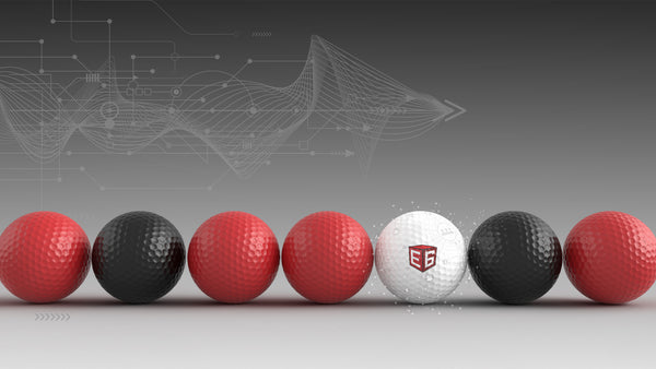 TruGolf E6 Golf Red Black and White Ball In A Line Shot 