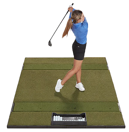 Top view golfer swing FiberBuilt Studio Series Mat