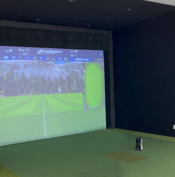 Golf Simulator Screen with Overlapping Frame and Gap Pads