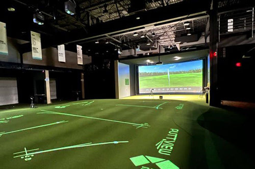 Golf Room with putting lines and curved HiQ Screen.