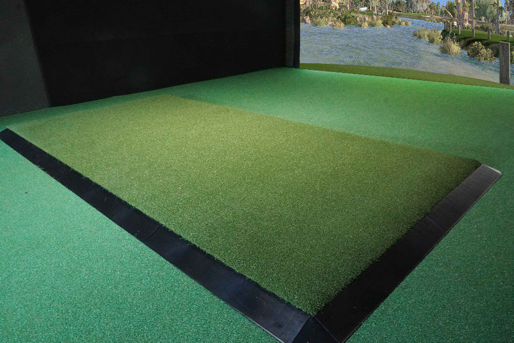 Kinedek 5' x 10' Golf Hitting Mat in Golf Simulator Enclosure