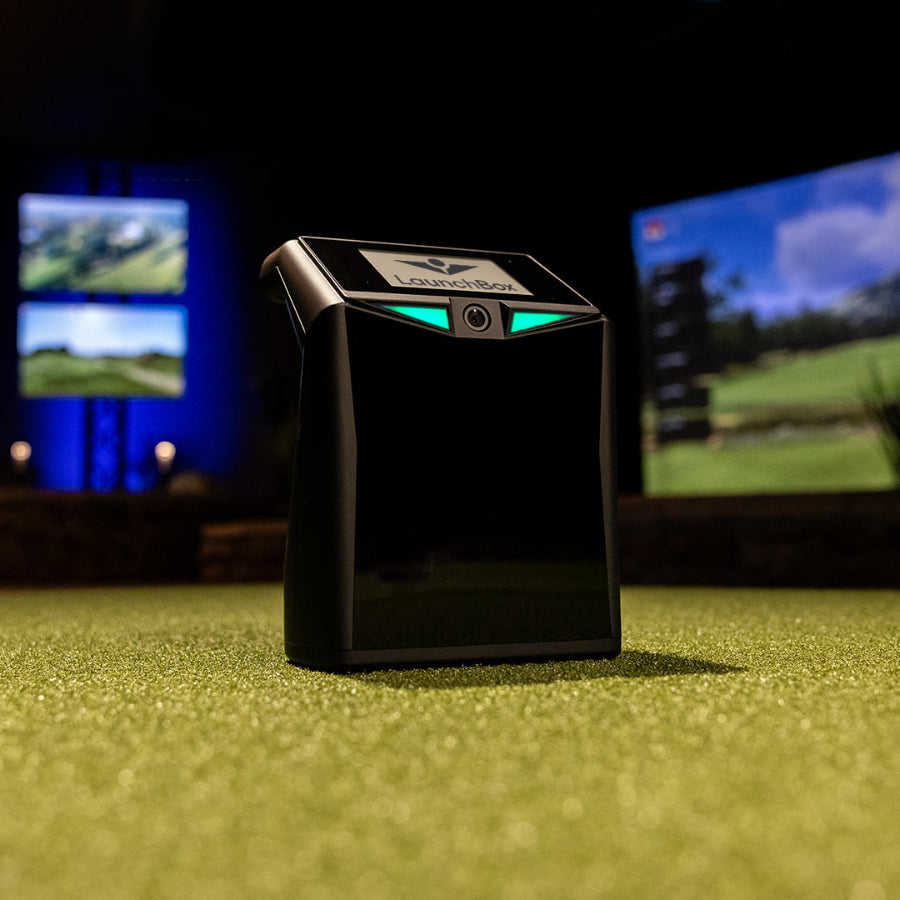 TruGolf Launch Box Side View In Simulator Square Formate