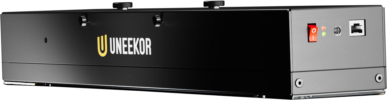 Uneekor Eye XR Launch Monitor Front and Side Connector View