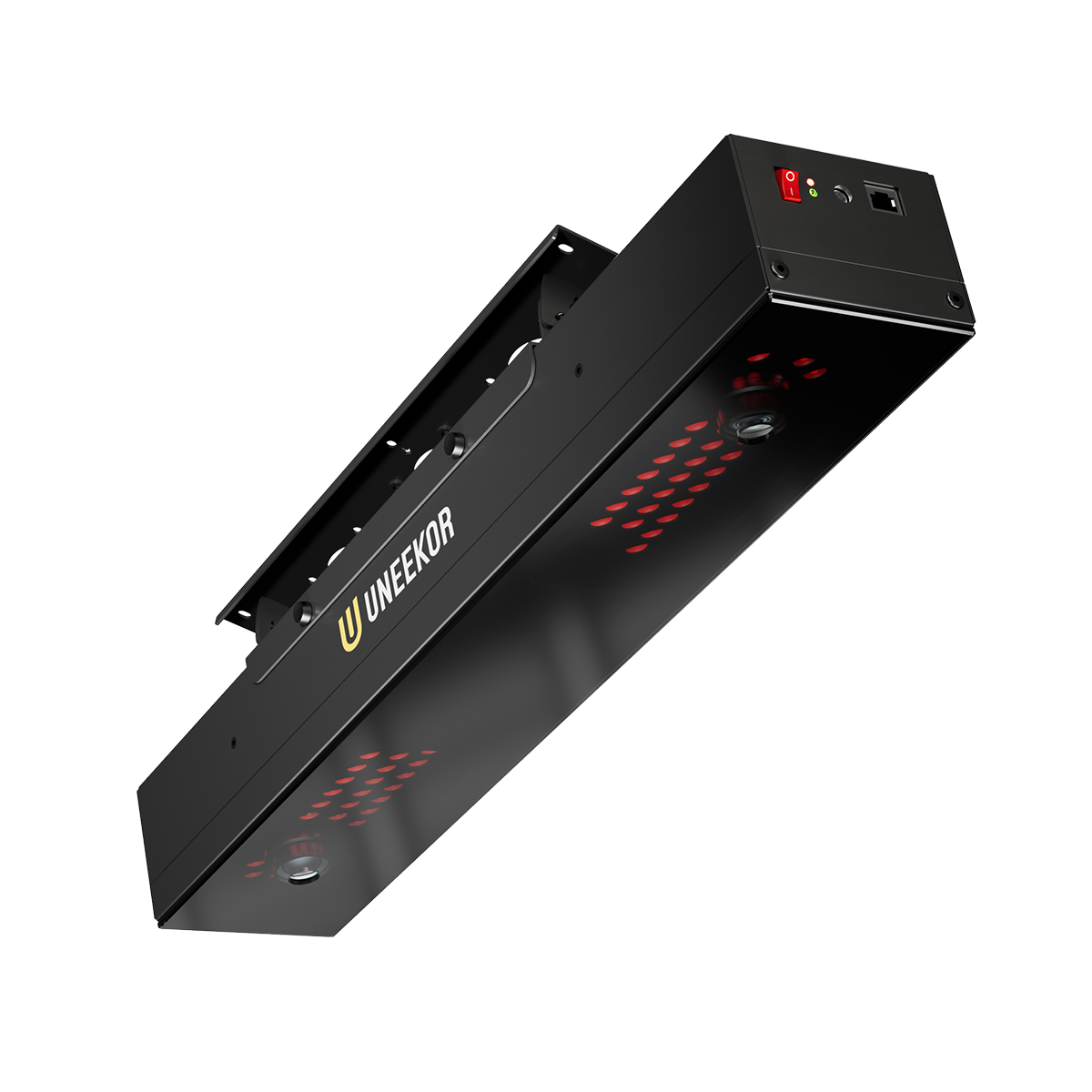 Uneekor Eye XR Launch Monitor Front, Bottom, and Side View