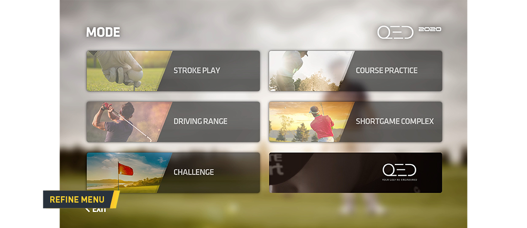 Uneekor Refine Golf Simulator Software Menu