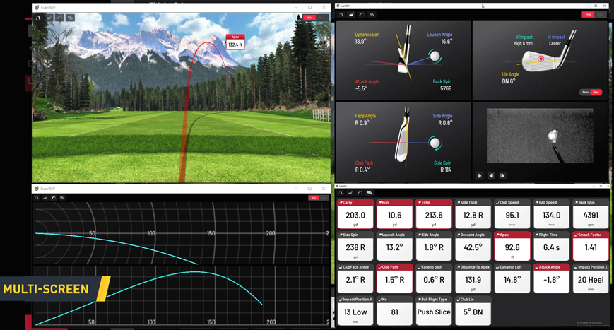 Uneekor EYEXO Launch Monitor Multi Screen Sample