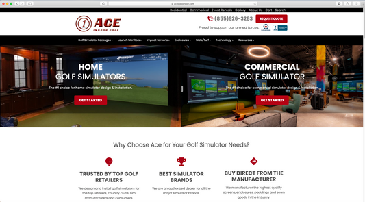 Ace Indoor Golf And Gimme Simulators Websites Combined for Better Customer Experience.