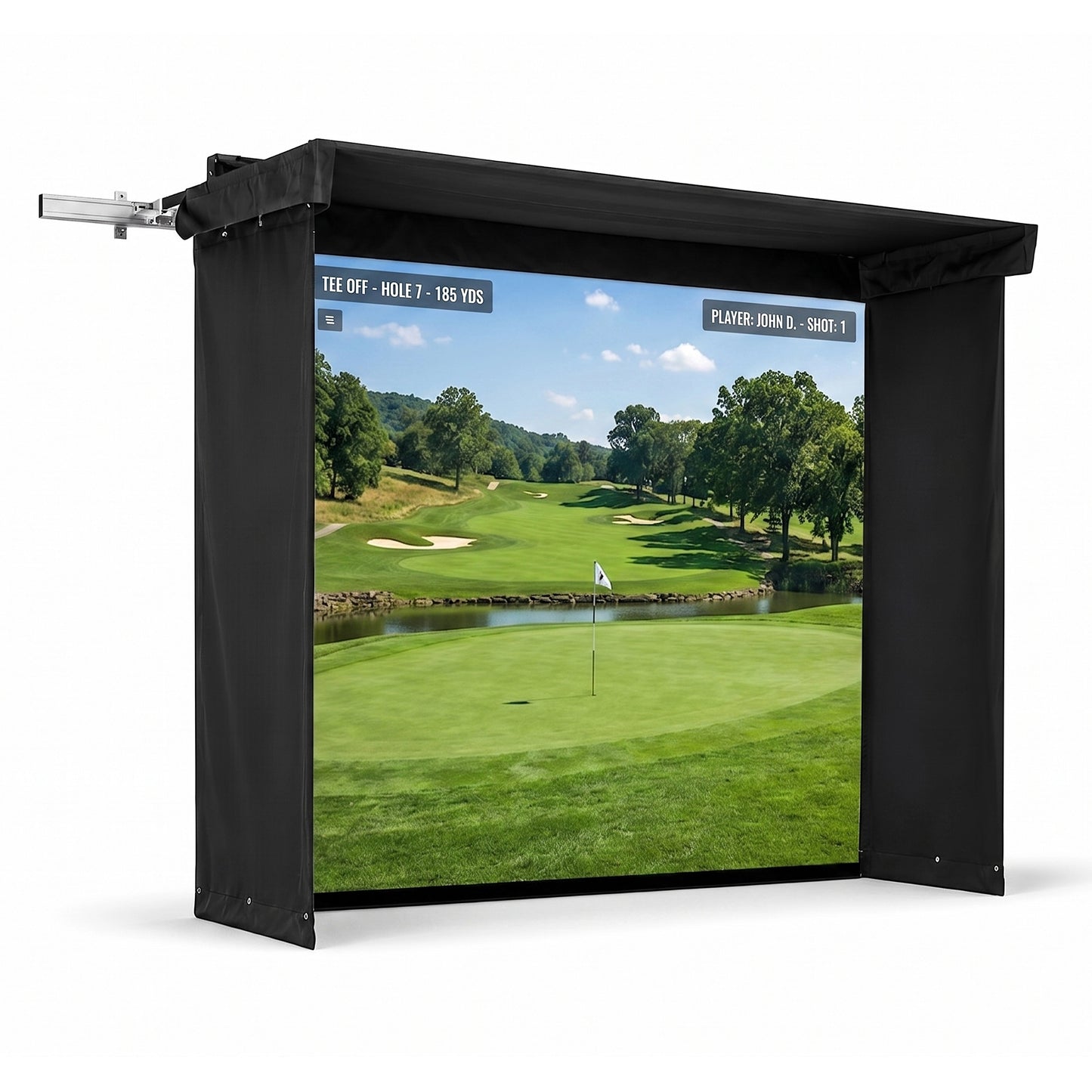 SportScreen Vanish Lite 9 Side View With Golf Course Image Displayed On Screen