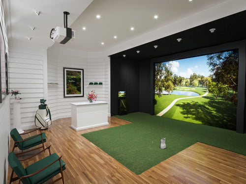 White Shiplap Room With Foresight Golf Simulator