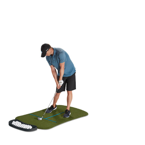 Hour Glass mat diagonal view with golfer