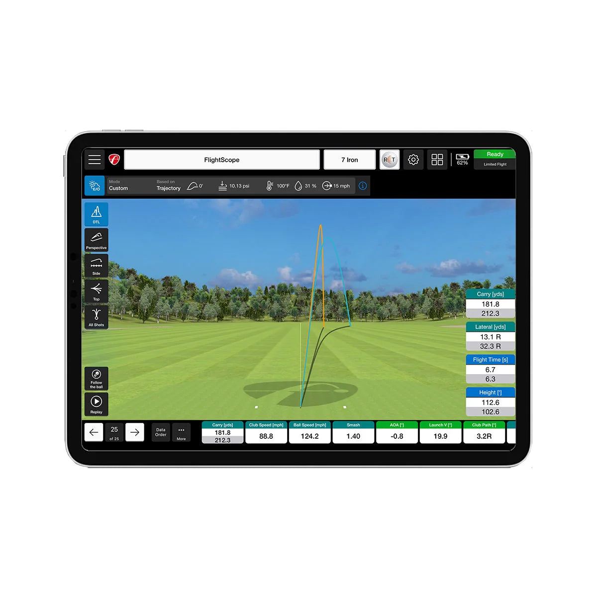 FlightScope X3C Driving Range & Data