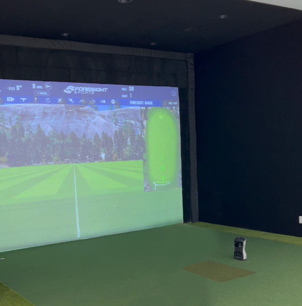Golf Simulator Screen with Overlapping Frame and Gap Pads 