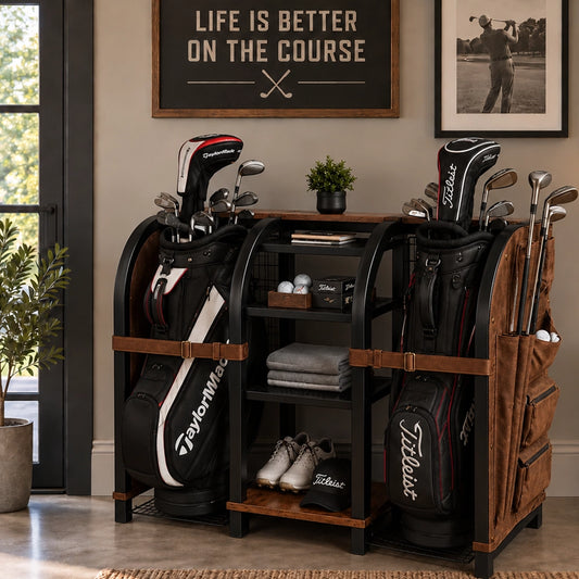 featured Image for Golf Bag Holder For Golf Simulator or Garage