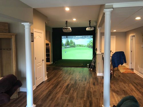 Basement Residential Golf Simulator Design and Installation with 