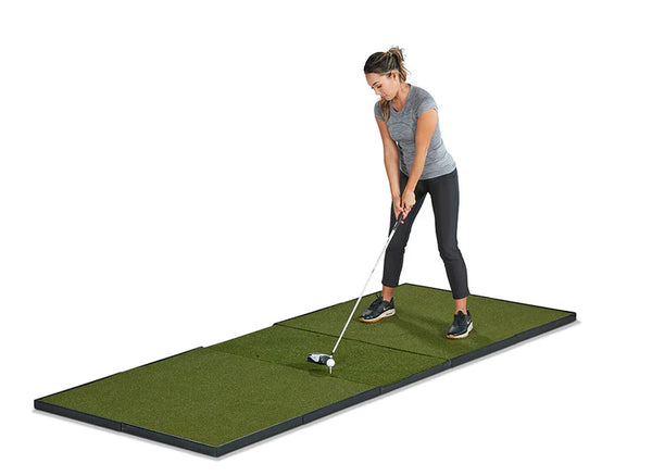 FiberBuilt Studio Mat Center Hitting 10' x 4' Player Preferred With Golfer