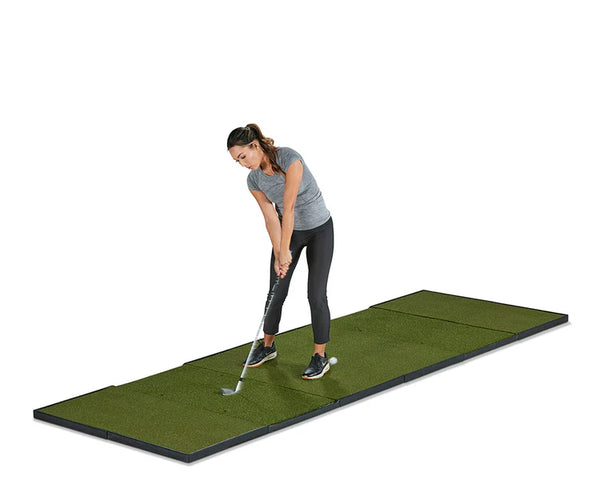 FiberBuilt Studio Mat Center Hitting 12' x 4' Player Preferred With Golfer