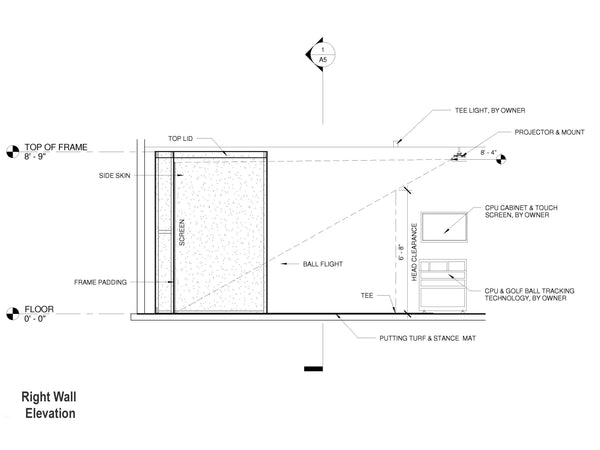 Ace Indoor Golf Pro Enclosure Right Wall Elevation