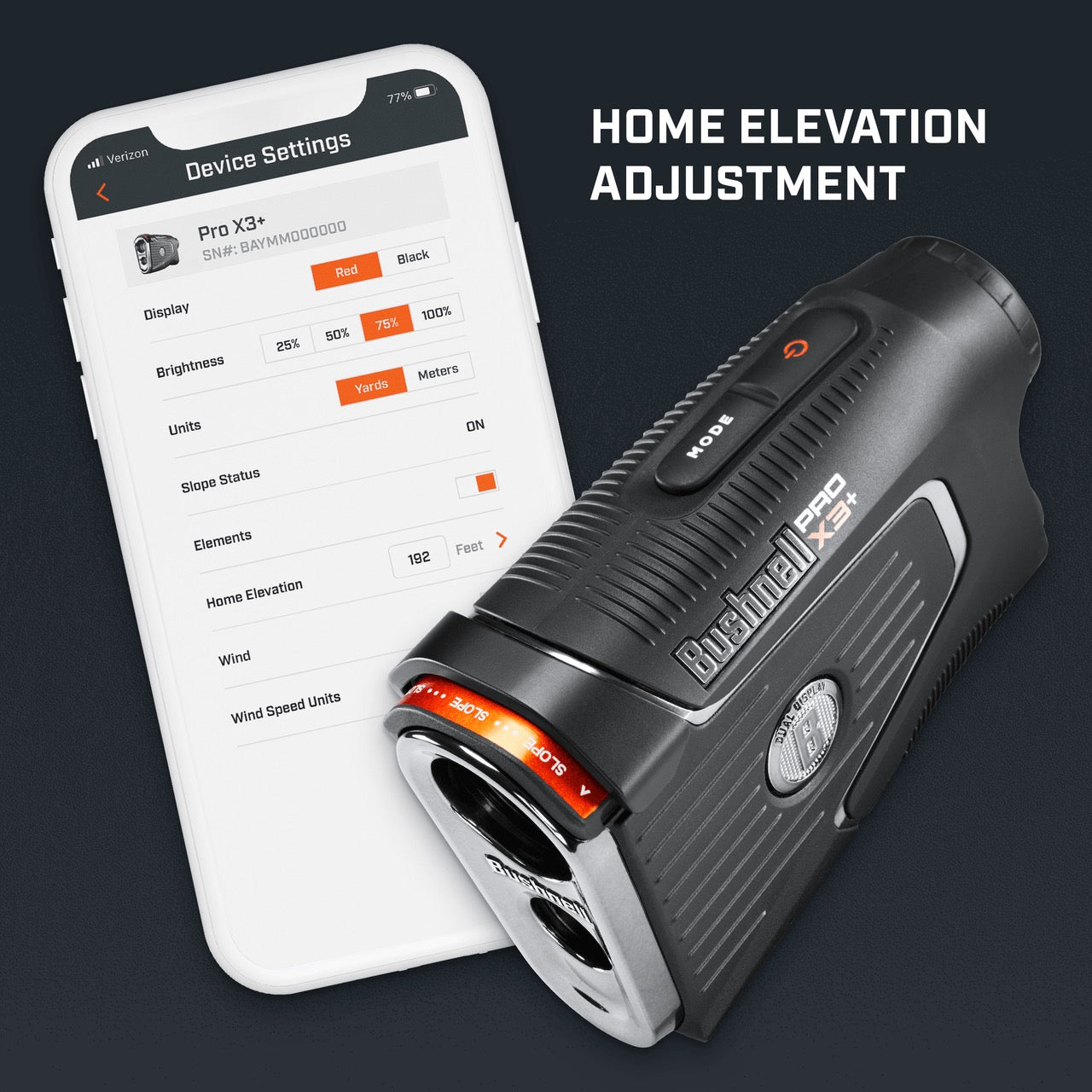 Bushnell Pro-X3-Plus Adjusts for Home Elevation Adjustment