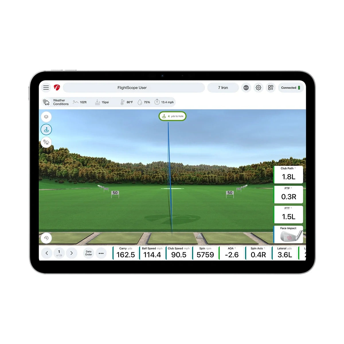FlightScope Face Impact Location and Target Overcast on Range