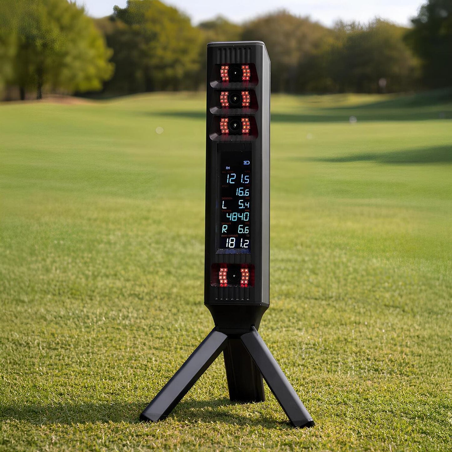 Square Golf Omni Launch Monitor On A Driving Range