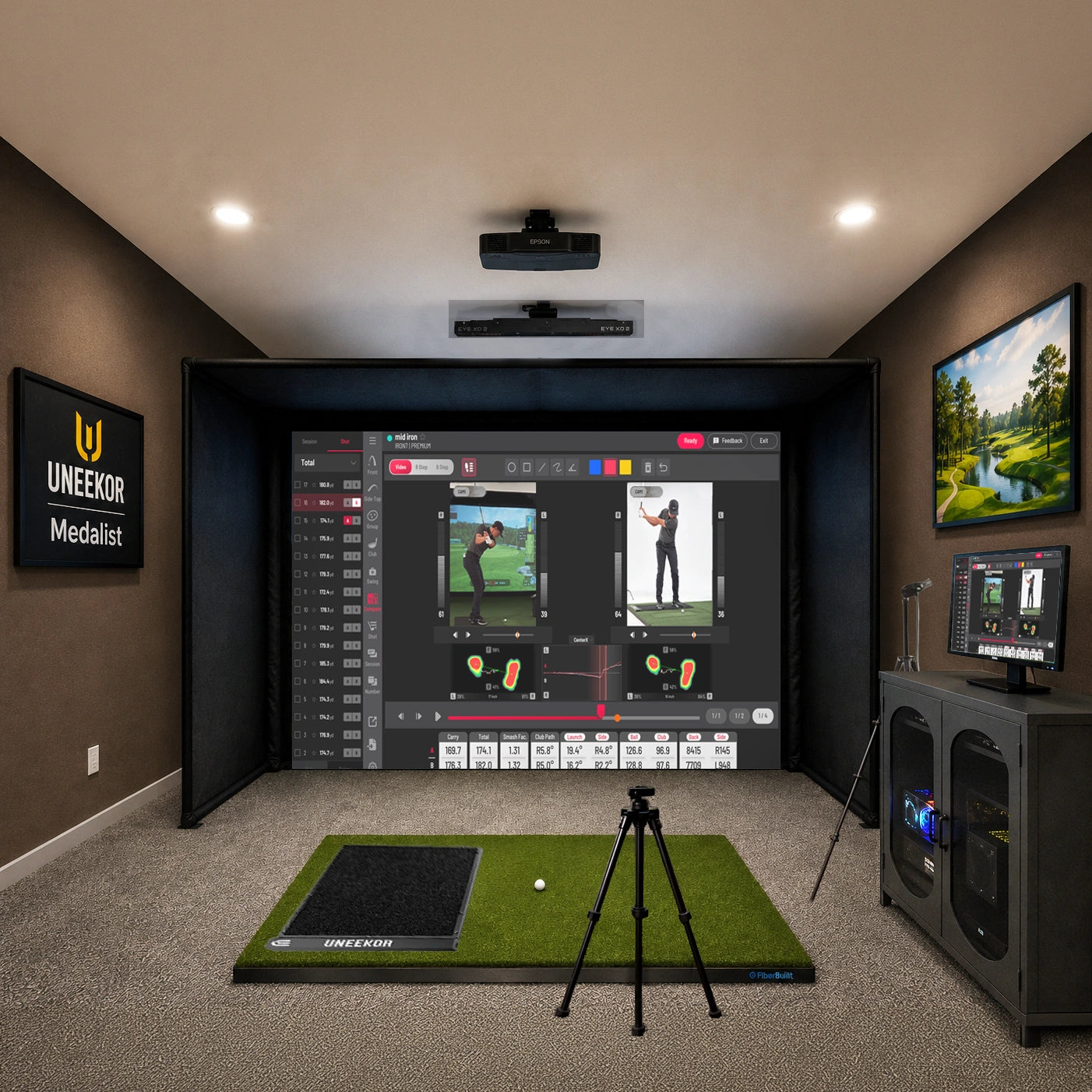 Uneekor Eye XO2 Medalist Golf Simulator Package with Performance Optix