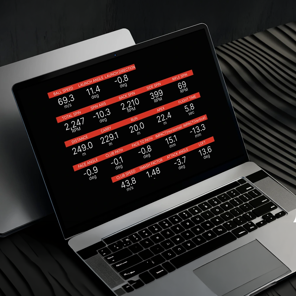 Golf Simulator Metrics and Data Table for VTrack Launch Monitor