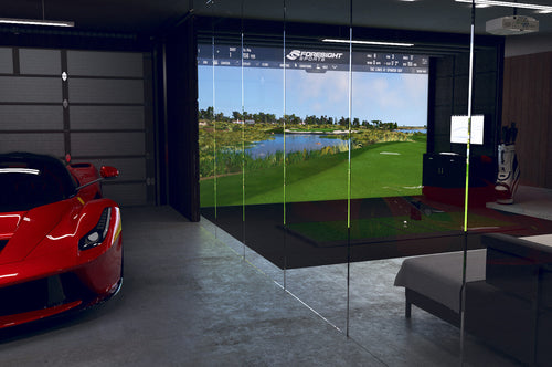 Golf Simulator Room And Garage with Ferrari
