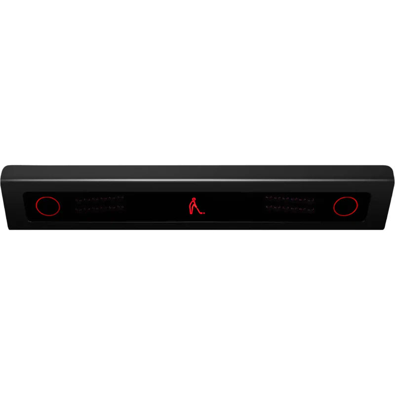 VTrack Launch Monitor Bottom View with round camera lens highlights in red.
