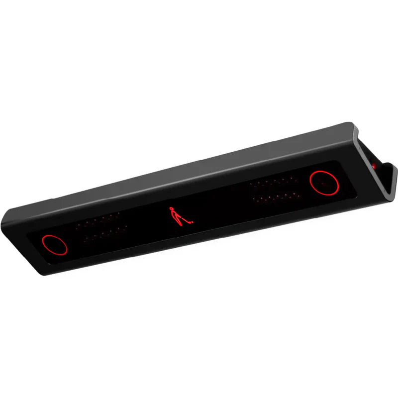 VTrack Black Launch Monitor Bottom View from Right Side on a White Background.