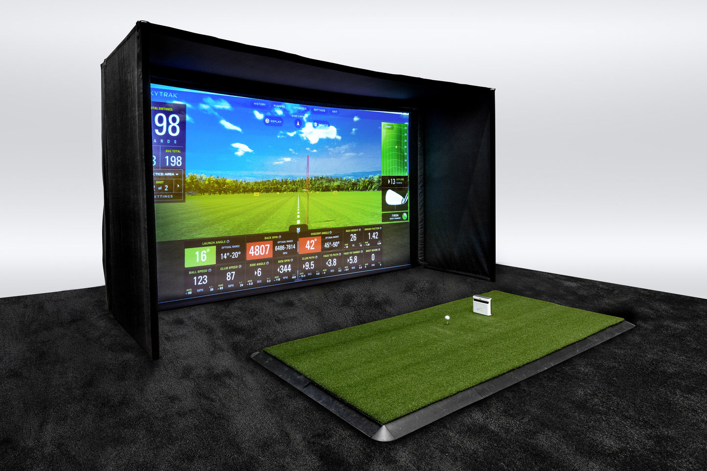 Pro Series Golf Simulator Enclosure Sample Setup with Mat