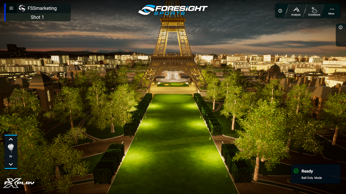 FSX Play Eiffel Tower Driving Range Golf Simulator Course.