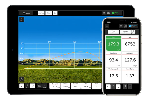 FS Golf app Tablet and mobile view on for FightScope Mevo