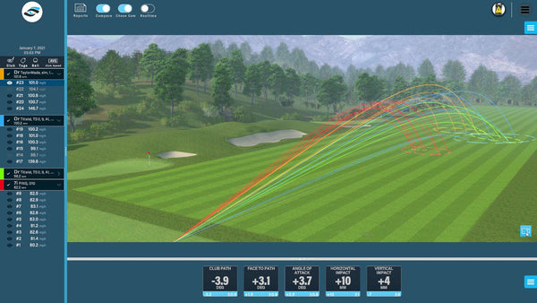 Sim-In-A-Box Birdie Golf Simulator Package Software Data Sample.