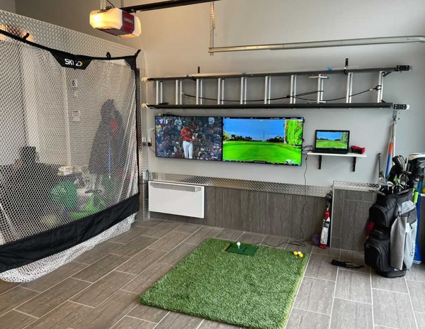 Optishot 2 Golf Simulator Setup in Garage