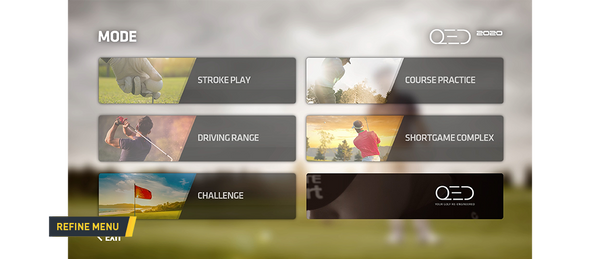 Uneekor Refine Golf Simulator Software Menu