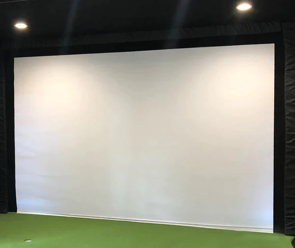 Installed HiQ Golf Simulator Screen with Gap and Frame Pads